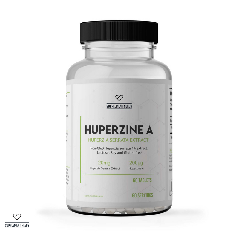 Supplement Needs Health Range Huperzine A Huperzia Serrata 1% Memory Choline Acetylcholine esterase inhibitor ACh 20mg 200mcg Lactose Soy Gluten Free 60 tablets servings brain health nootropic