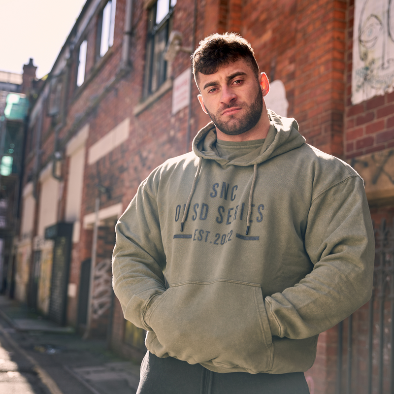 khaki acid wash hoodie