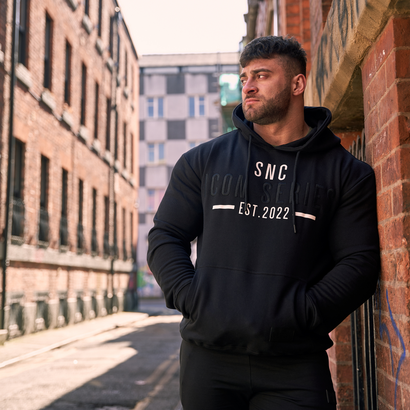 Black fitted hoodie