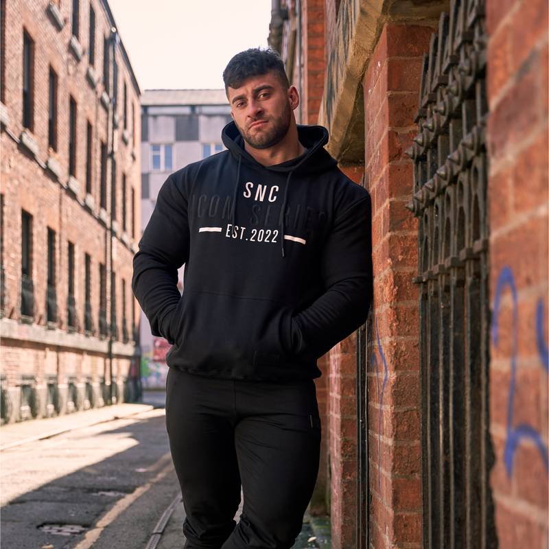 Black fitted hoodie