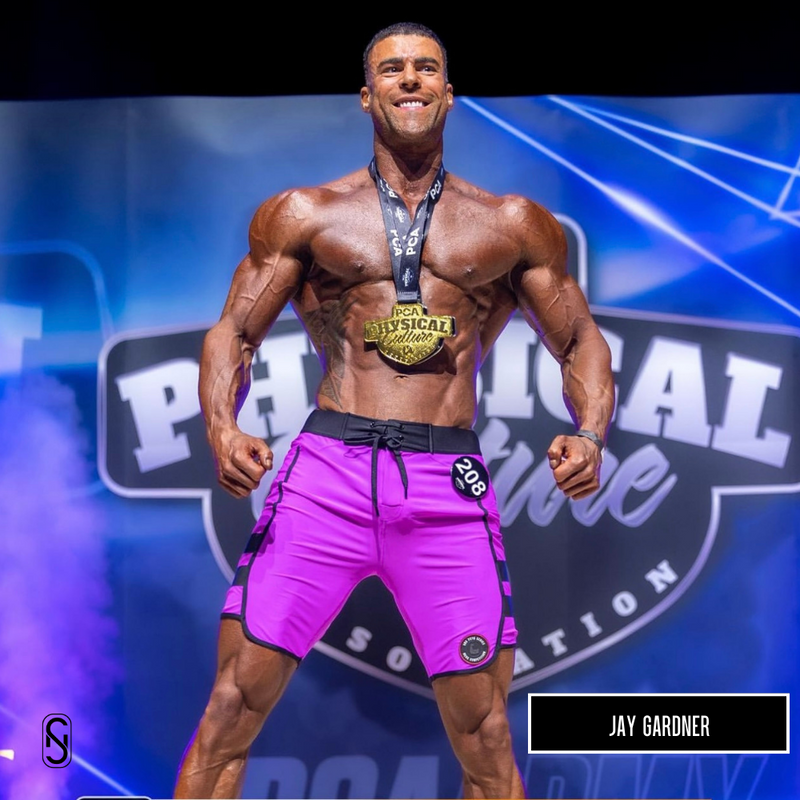 SN Clo. Mens Physique Board Shorts - Purple / Black